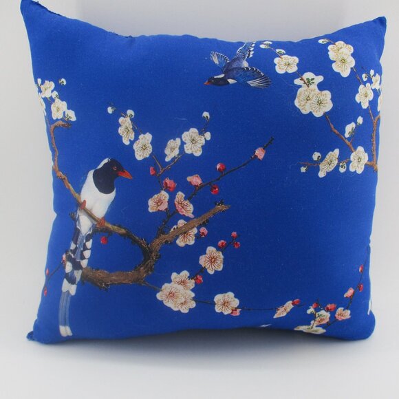 14" Deep Blue Exotic Bird Pillow. - Picture 5 of 8